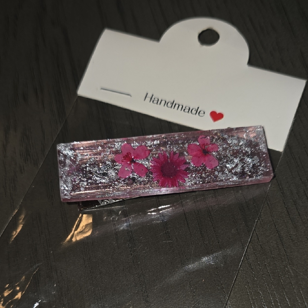 Handmade Pink Floral Hair Clip